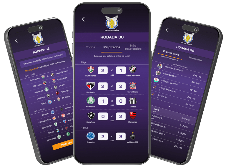 Três telas do app Disputando